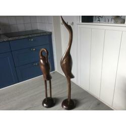 2 houten vogels, jaren 60/70