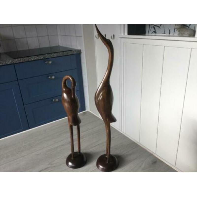 2 houten vogels, jaren 60/70