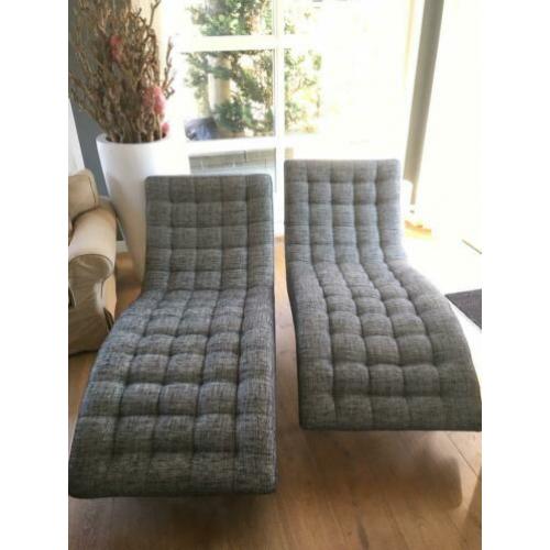 2x Chaise longue relaxstoel ligbed ligstoel