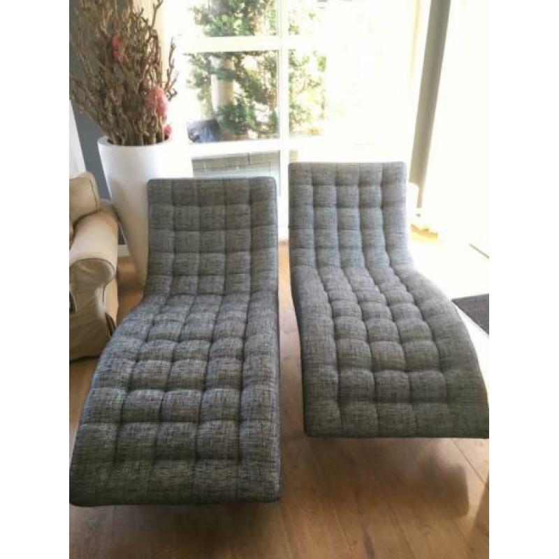 2x Chaise longue relaxstoel ligbed ligstoel