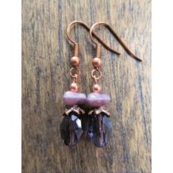 Oorbellen "A Different Purple" glas-kristalglas paars koper
