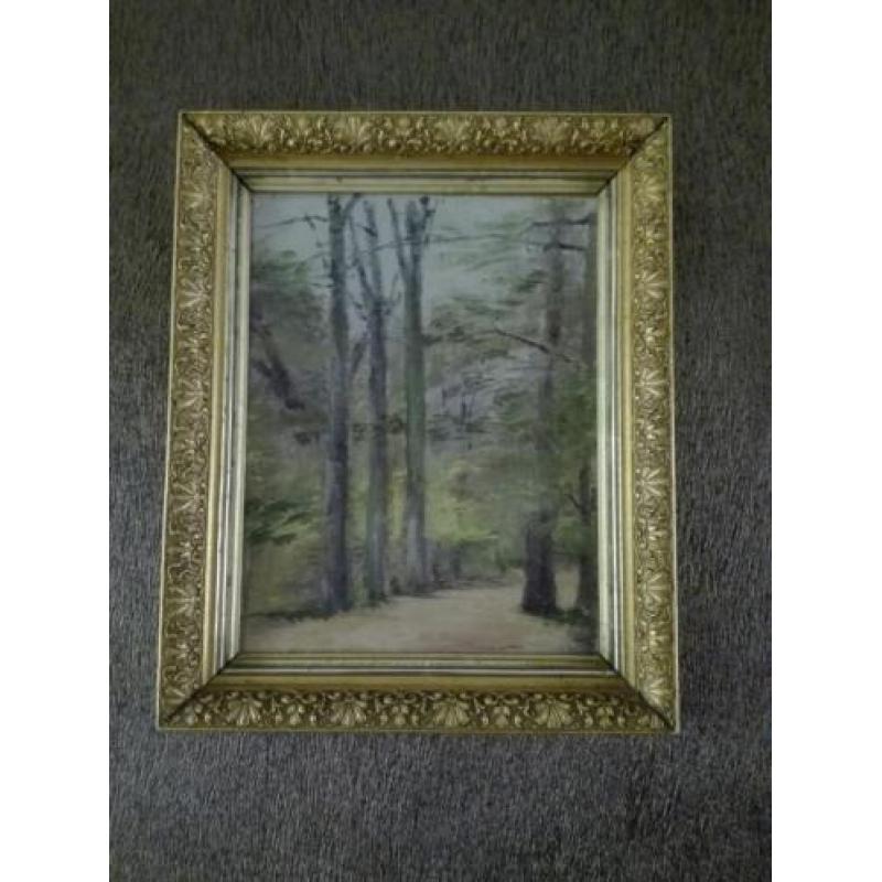 Schilderij; bostafereel op hout periode 1900_1940