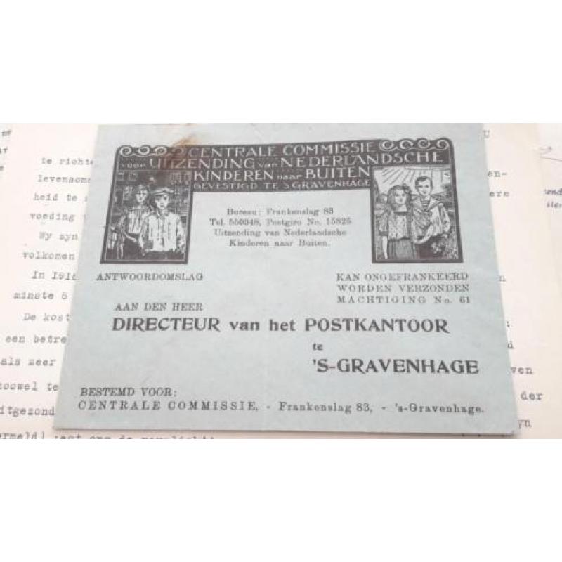 1919, brieven uitzending nederlandsche kinderen naar buiten.