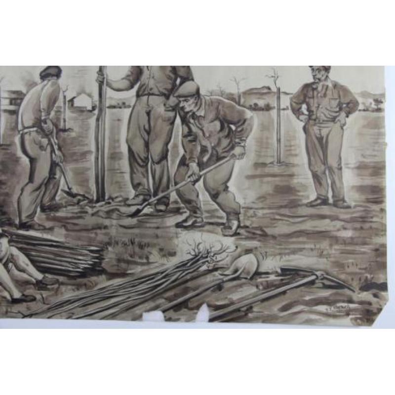 Tekening Czech republic 36 x 50 cm. Bomen planten