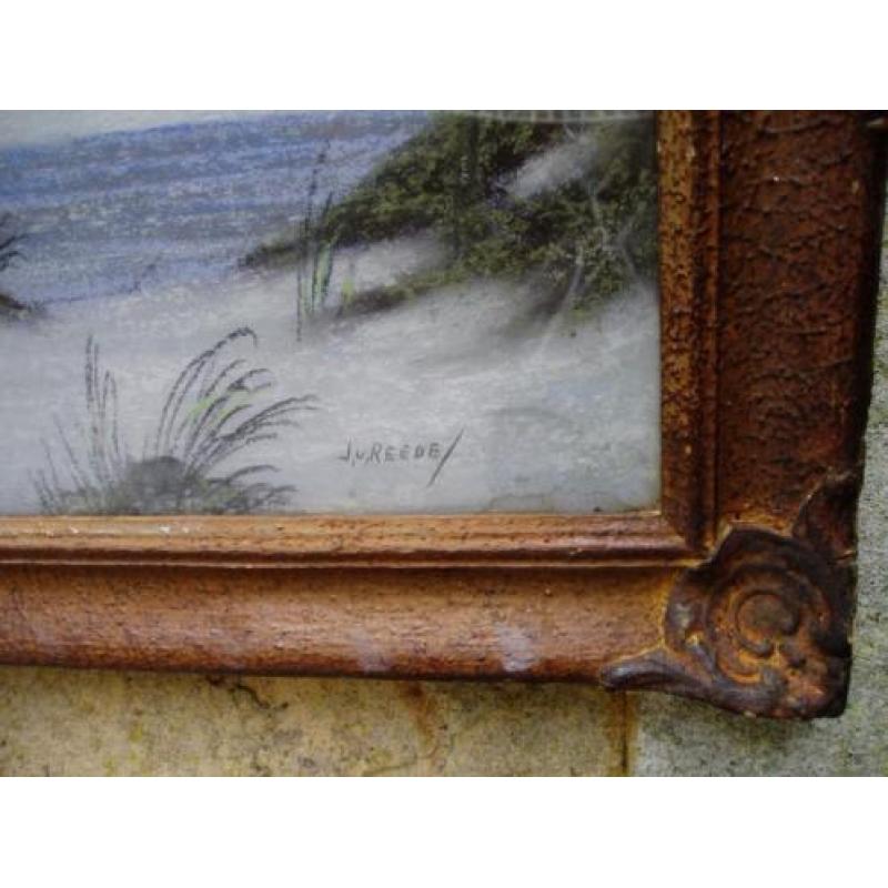 Mooie Krijttekening - Duinlandschap - J v Reede 95,5 x 46,5