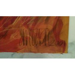 Diana Nooten " Rose rouge st Germain" acryl met krijt linnen