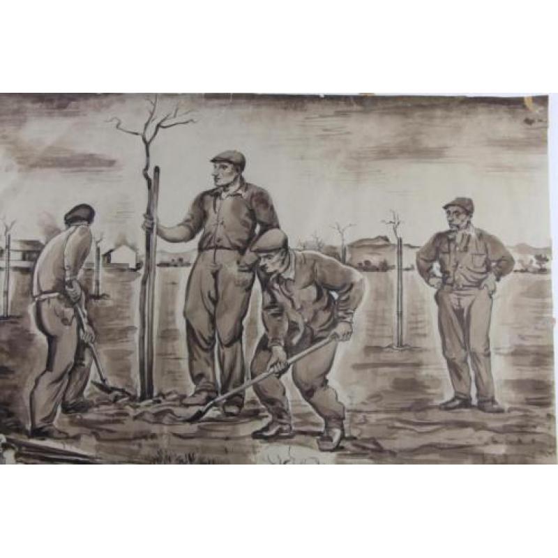 Tekening Czech republic 36 x 50 cm. Bomen planten