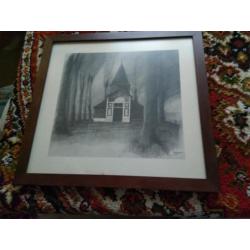 Schilderij houtskool kapelberg