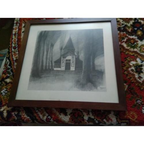 Schilderij houtskool kapelberg