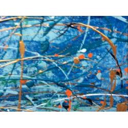 Groot blauw abstract goud 2 Luik