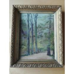 Schilderij; bostafereel op hout periode 1900_1940