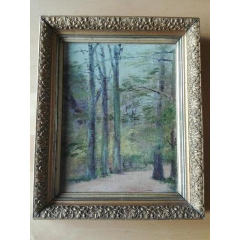 Schilderij; bostafereel op hout periode 1900_1940