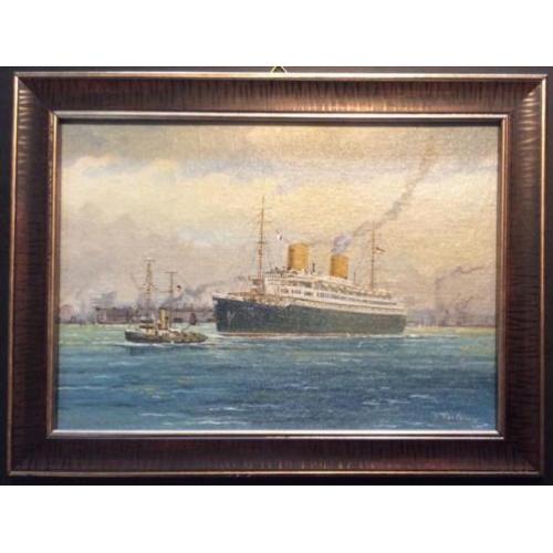 Klaus Roskamp - P.S. Europa in de haven van Hamburg 1932