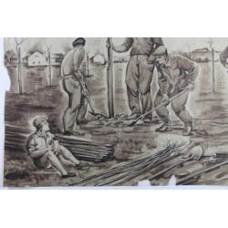 Tekening Czech republic 36 x 50 cm. Bomen planten