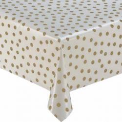 Mexicaans Tafelzeil Stippen - 120 x 250 cm - Wit/Goud