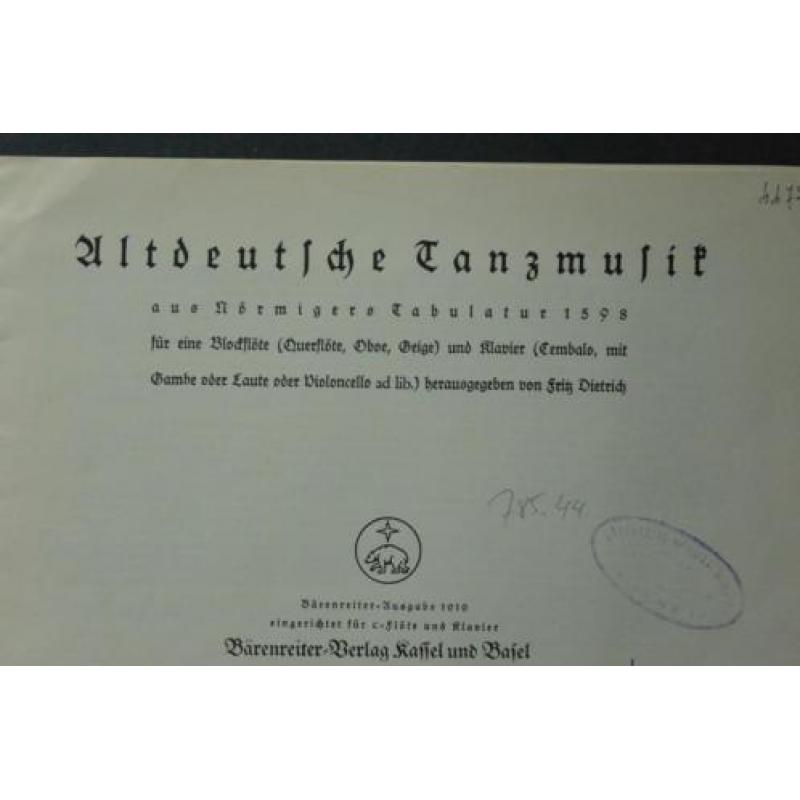 2 boekjes bladmuziek Oud-Duitse muziek 1598 - 1740