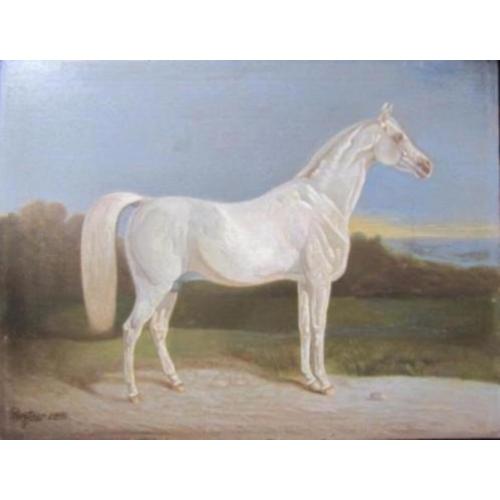 gesigneerd olieverf paard paneeel gedateerd 19e arabier