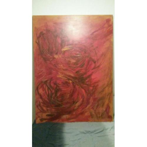 Diana Nooten " Rose rouge st Germain" acryl met krijt linnen