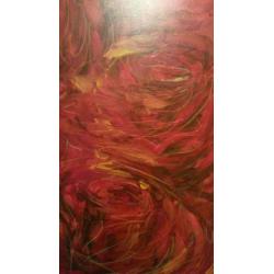 Diana Nooten " Rose rouge st Germain" acryl met krijt linnen