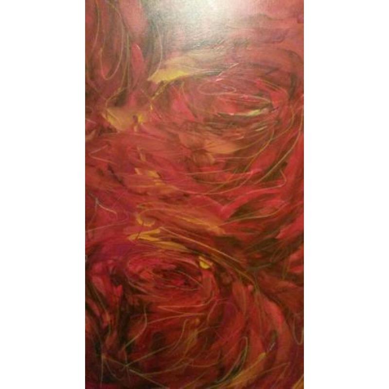 Diana Nooten " Rose rouge st Germain" acryl met krijt linnen