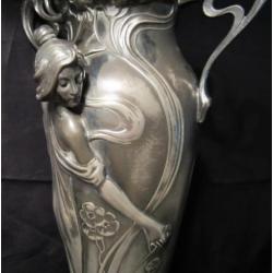 Art nouveau WMF 'maiden' vaas m vrouwenfiguren ca 1906