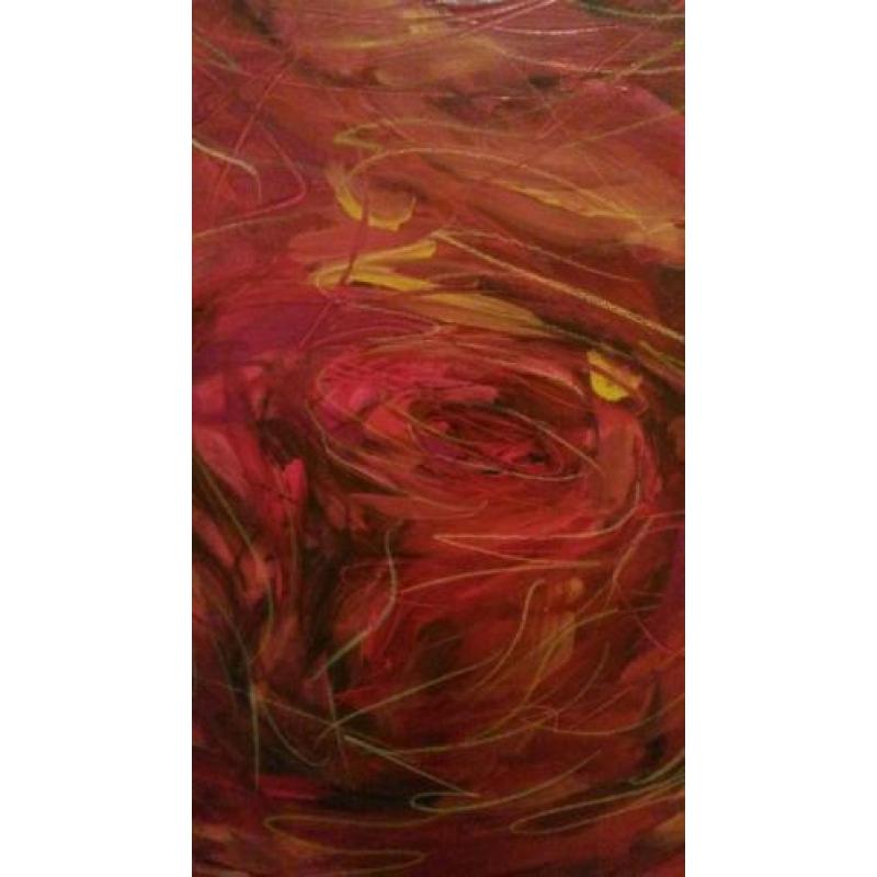 Diana Nooten " Rose rouge st Germain" acryl met krijt linnen
