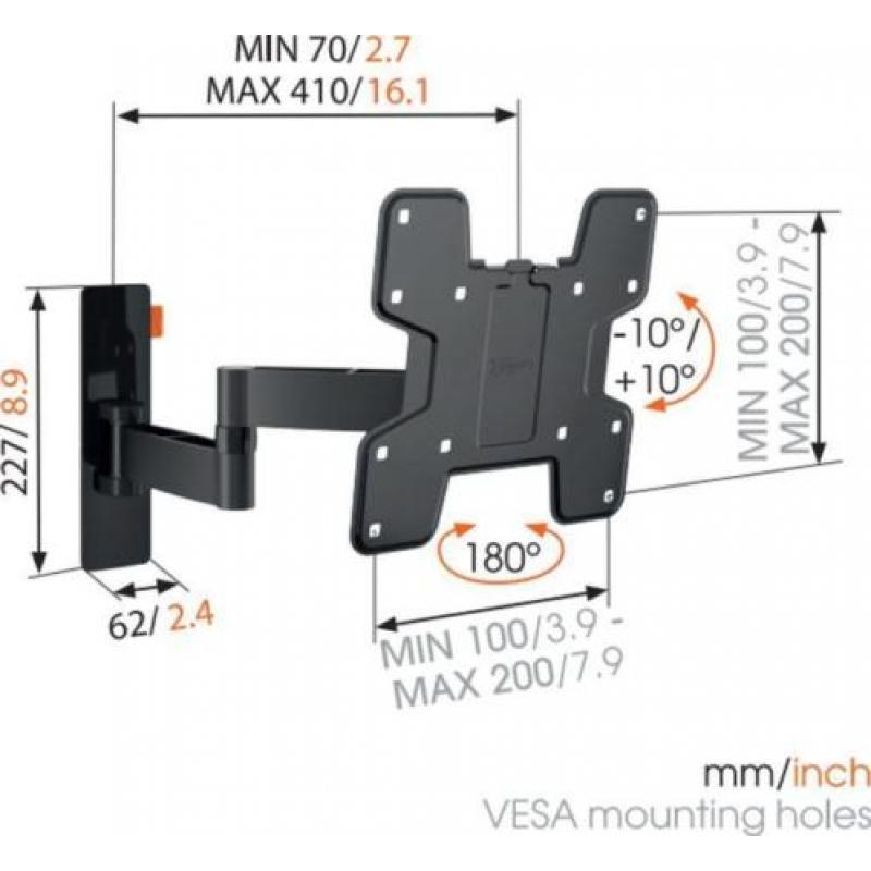Vogels WALL 3145 zwart muurbeugels