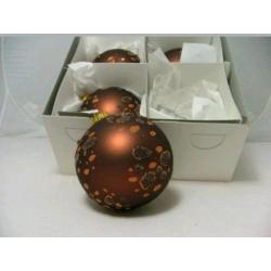 Luxe mondgeblazen(glas) kerstballen brons/koper goud 12 cm