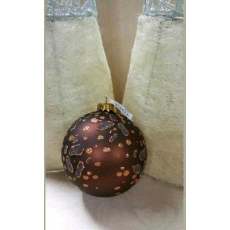 Luxe mondgeblazen(glas) kerstballen brons/koper goud 12 cm
