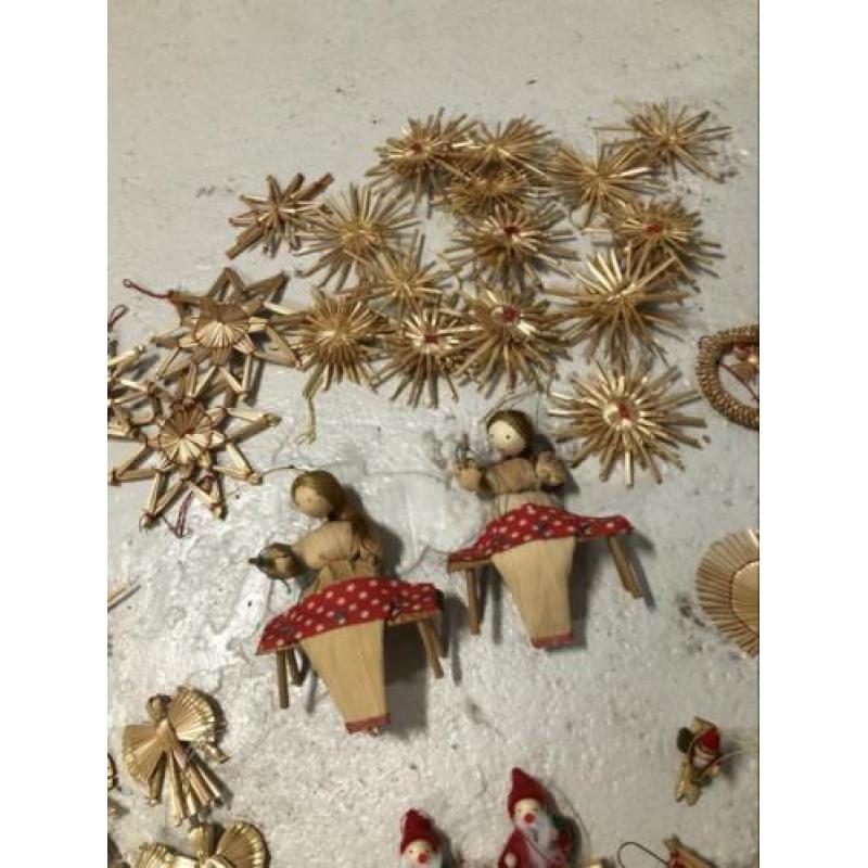 Rieten kerstboom hangers
