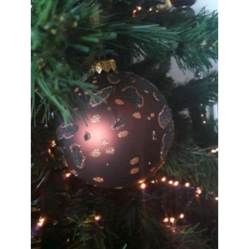Luxe mondgeblazen(glas) kerstballen brons/koper goud 12 cm