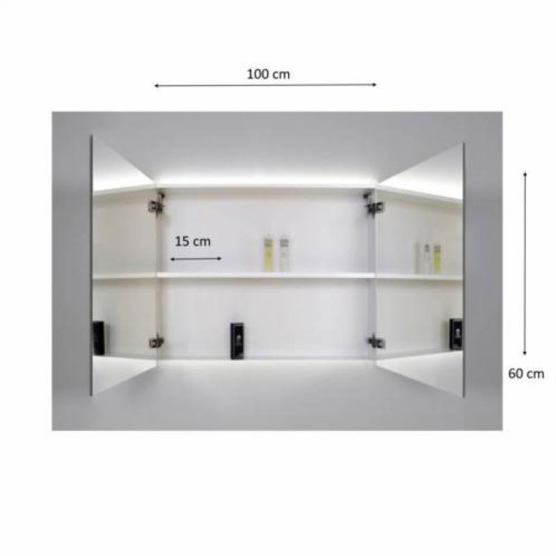 Spiegelkast Sanicare Qlassics Ambiance 100 cm 2 Deuren Gr...