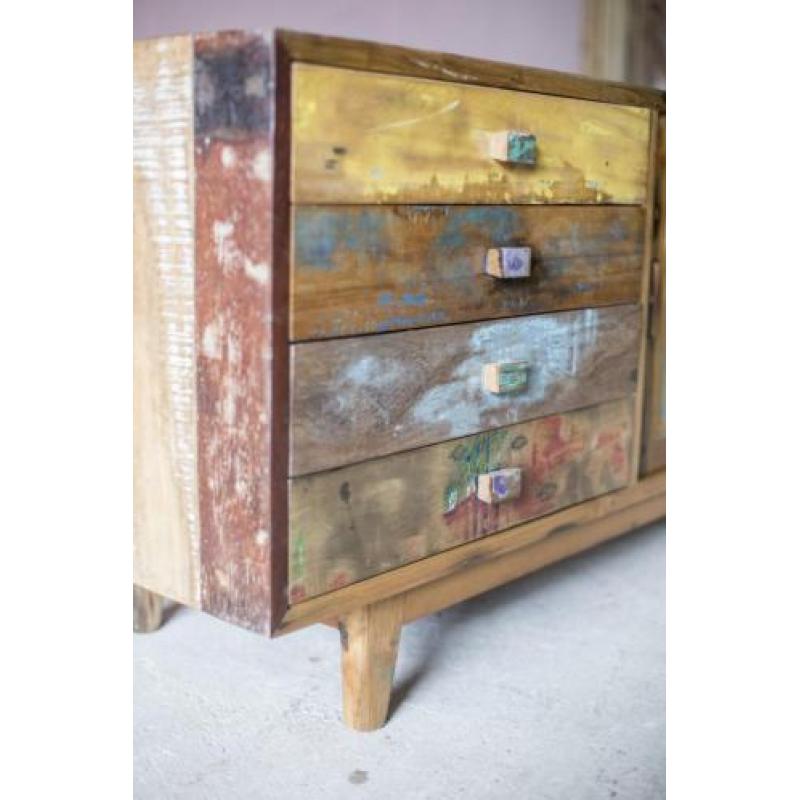 Dressoir tv kast scrapwood teakhout oude vissersbootjes Bali