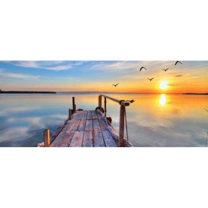 Aanlegsteiger avondzon fotobehang