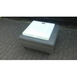 Salontafel Vierkante Grijze Hocker/Poef met Dienblad wit100%