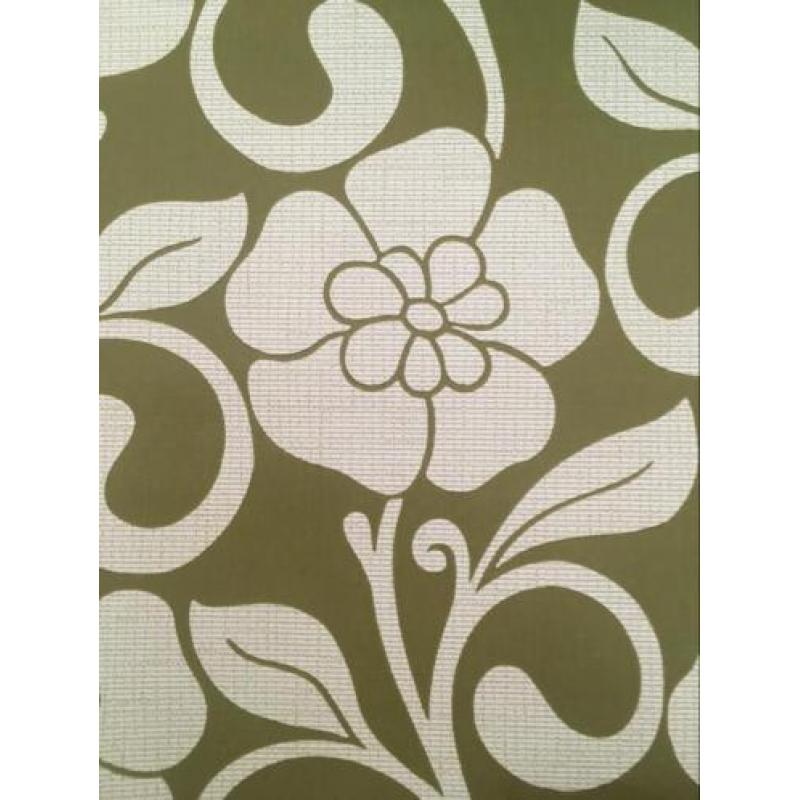 Vintage behang groen bloemen