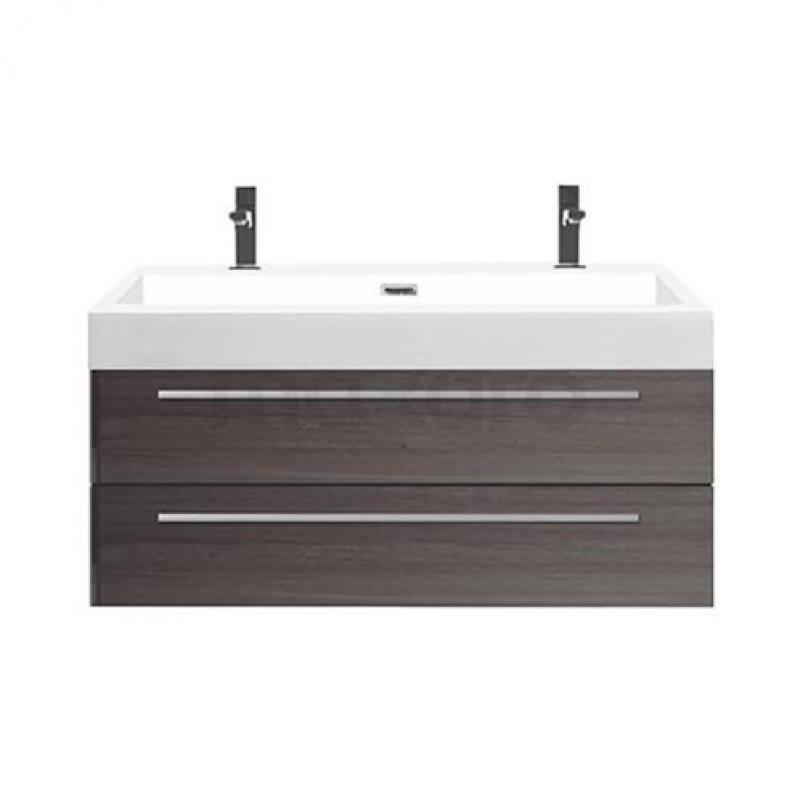 Hangend badkamermeubel Grijs eiken, 100 cm | Maxaro
