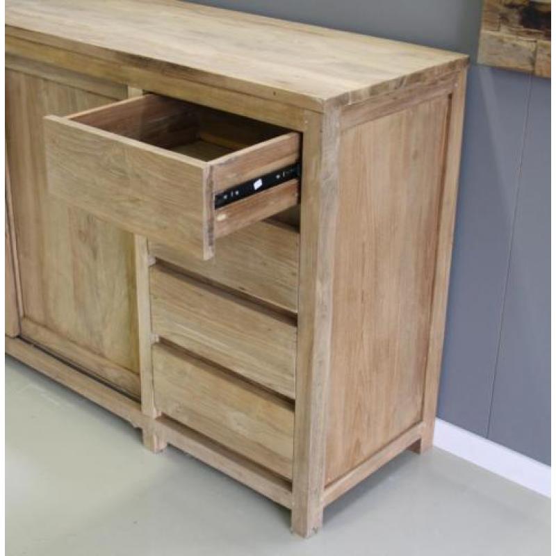 Modern teak houten dressoir 2 meter breed; Indoteak