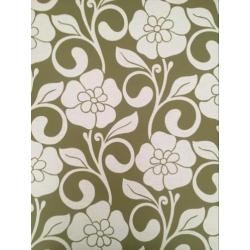 Vintage behang groen bloemen