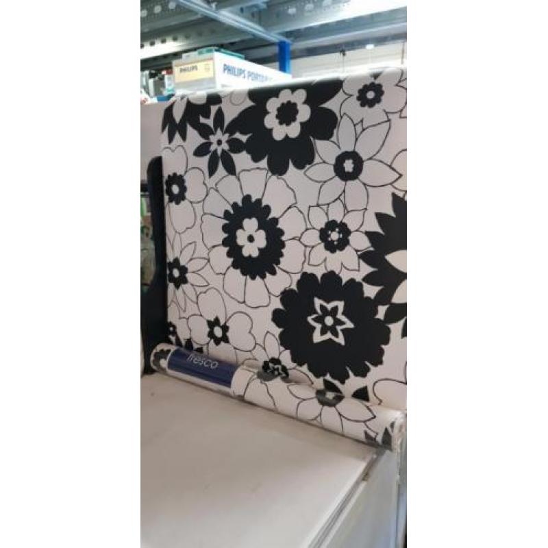 Behang flower power zwart wit nieuw