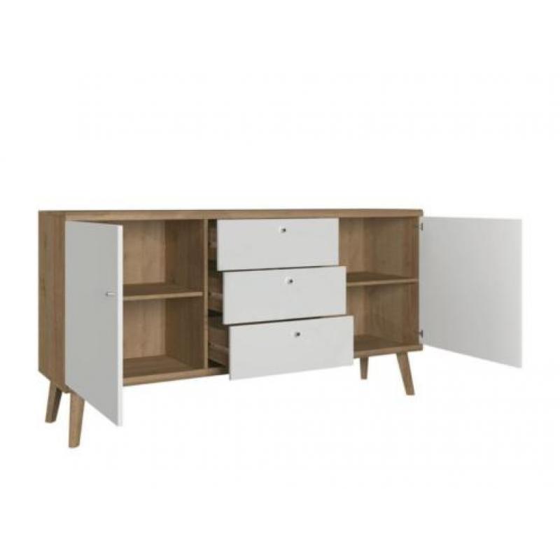Dressoir Primavera - Wit licht eiken - Kast - Deuren / lades