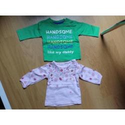 12 Baby shirts lange mouw maat 50 / 56