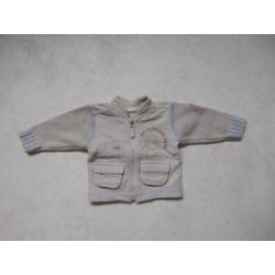 (F91) SALE! Licht bruin vestje met blauwe stiksels